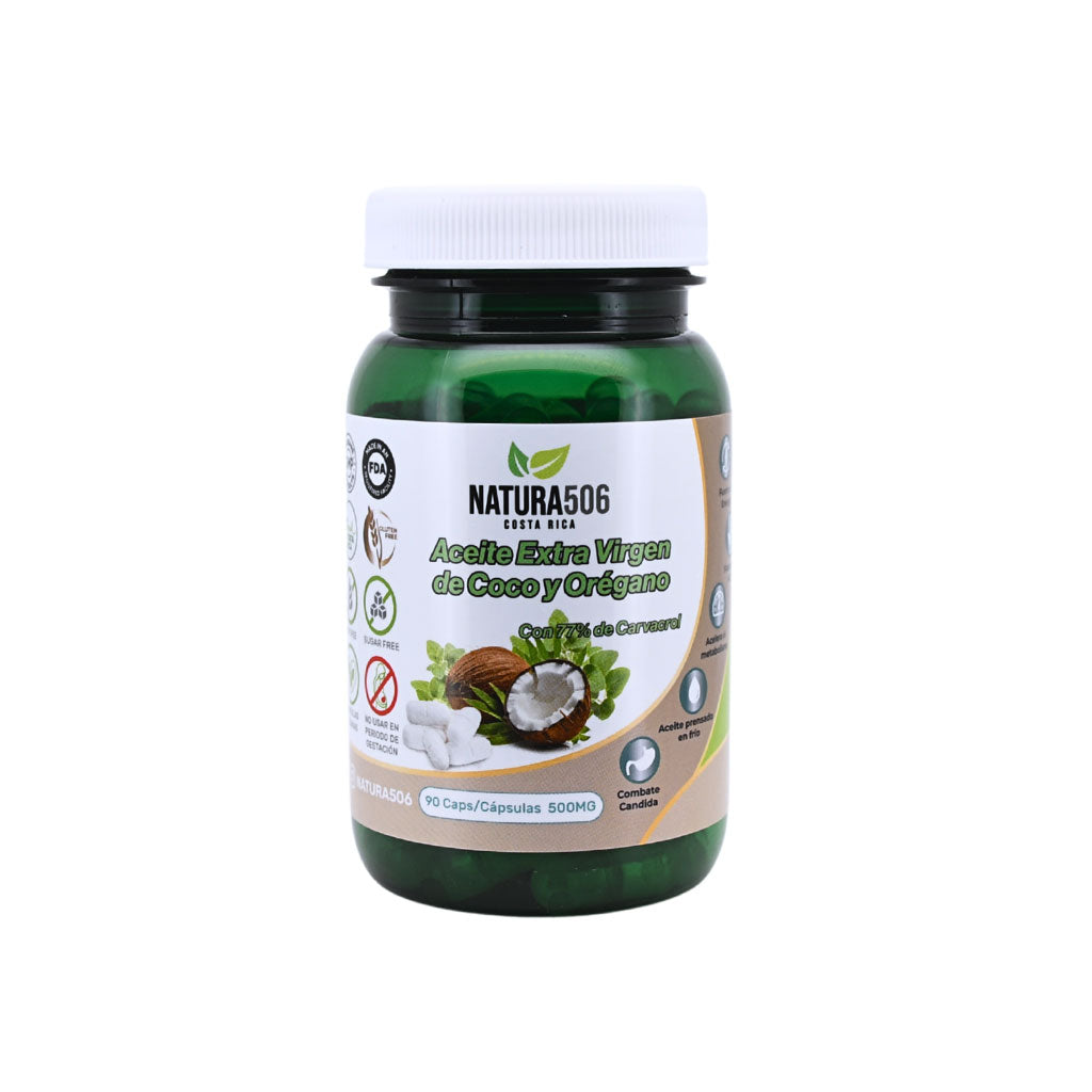 Cápsulas de Aceite Extra Virgen de Coco y Orégano