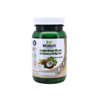 Cápsulas de Aceite Extra Virgen de Coco y Orégano